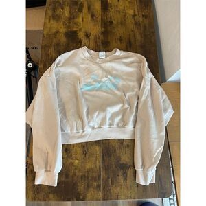 Levi's‎ Women's Cropped Sweatshirt Pink Blue Logo Size M Long Sleeve Casual